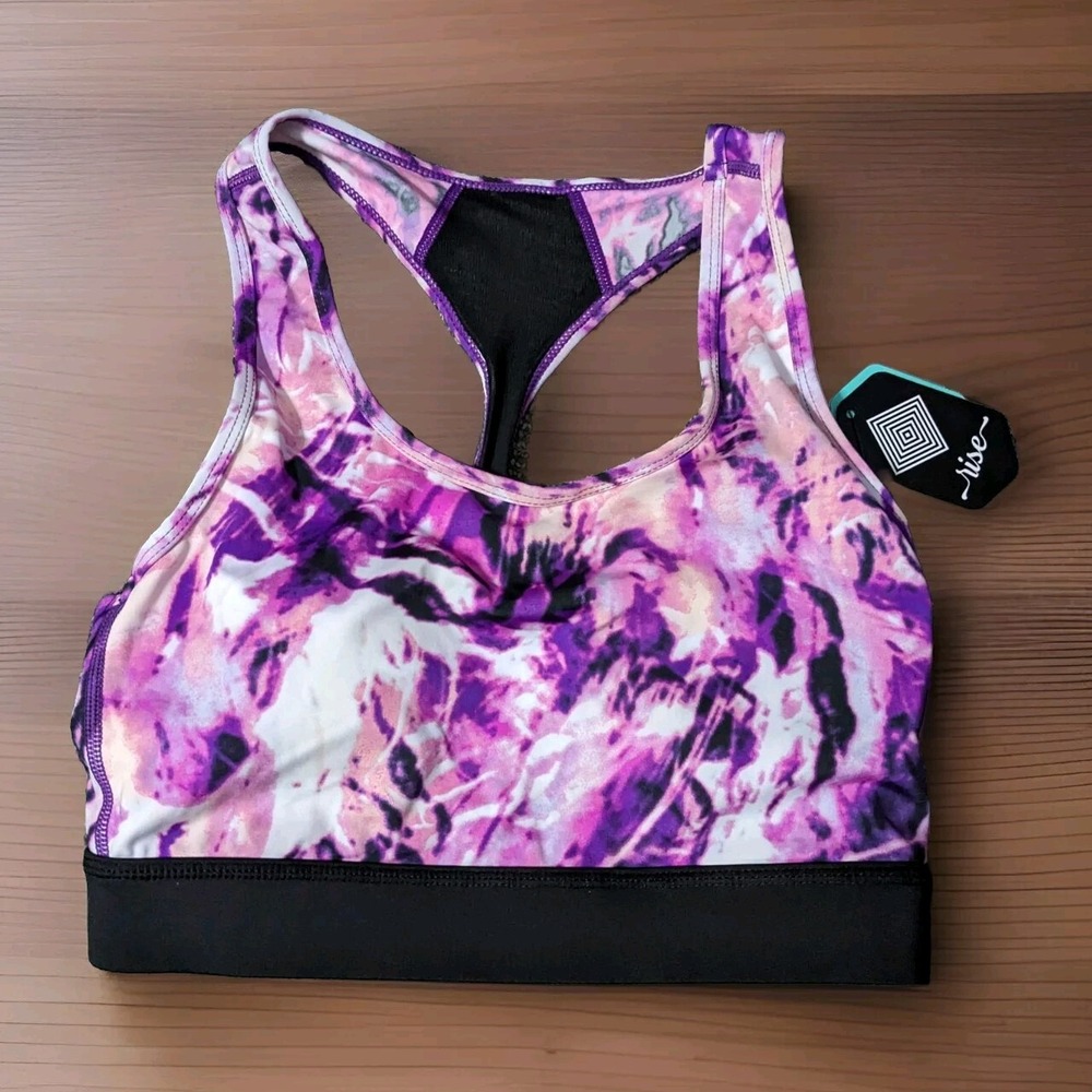 Womens Small LuLaRoe Rise Invincible Sports Bra Gym Top Purple Marbled Racerback